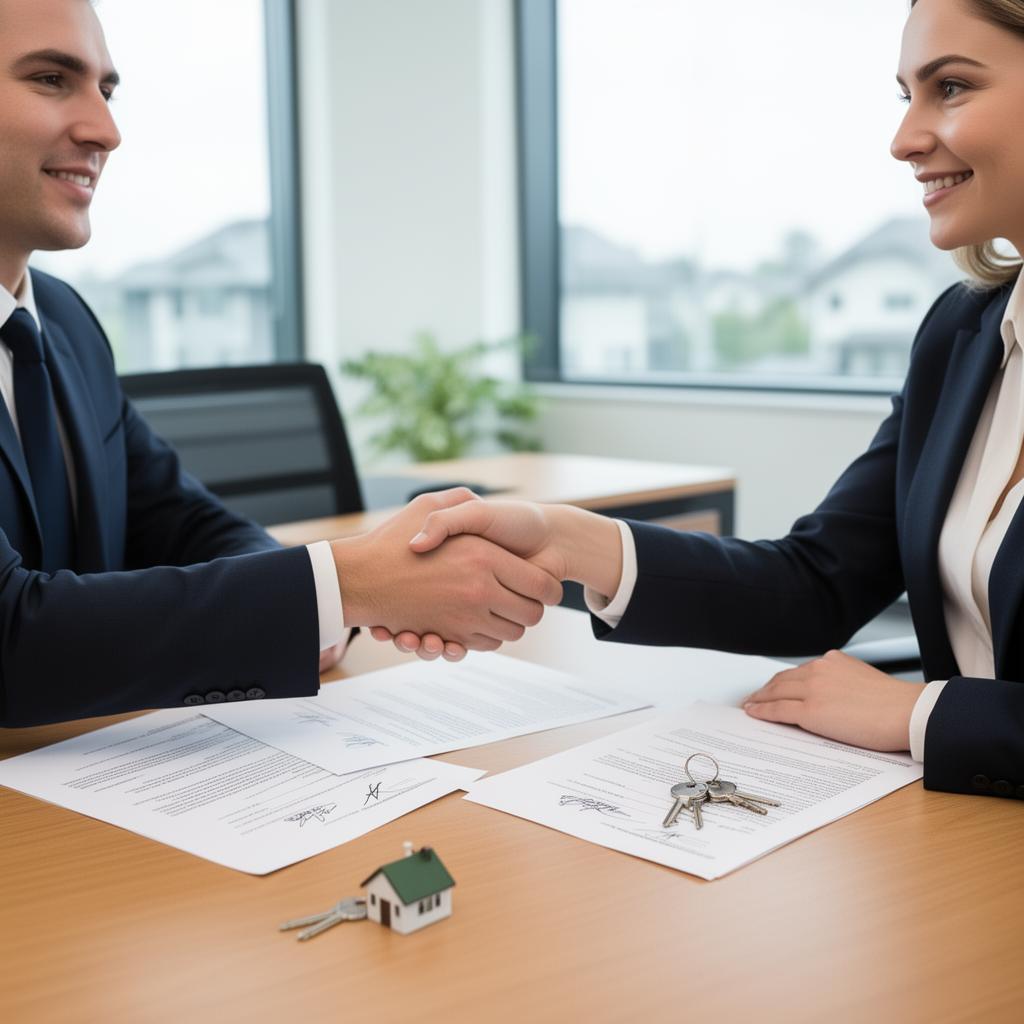Handshake at title company closing illustration
